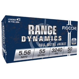 Fiocchi Ammunition, Rifle, 5.56 NATO, 55 Grain, Full Metal Jacket Boat Tail, M193, 50 Round Box