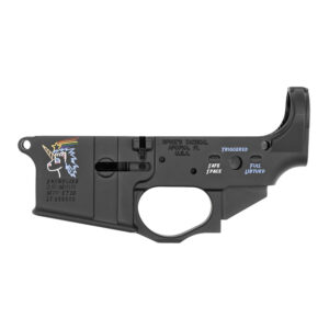 Spikes STLS030CFA Snowflake Stripped Lower Receiver Multi-Caliber 7075-T6 Aluminum Black Anodized with Color Fill for AR-15