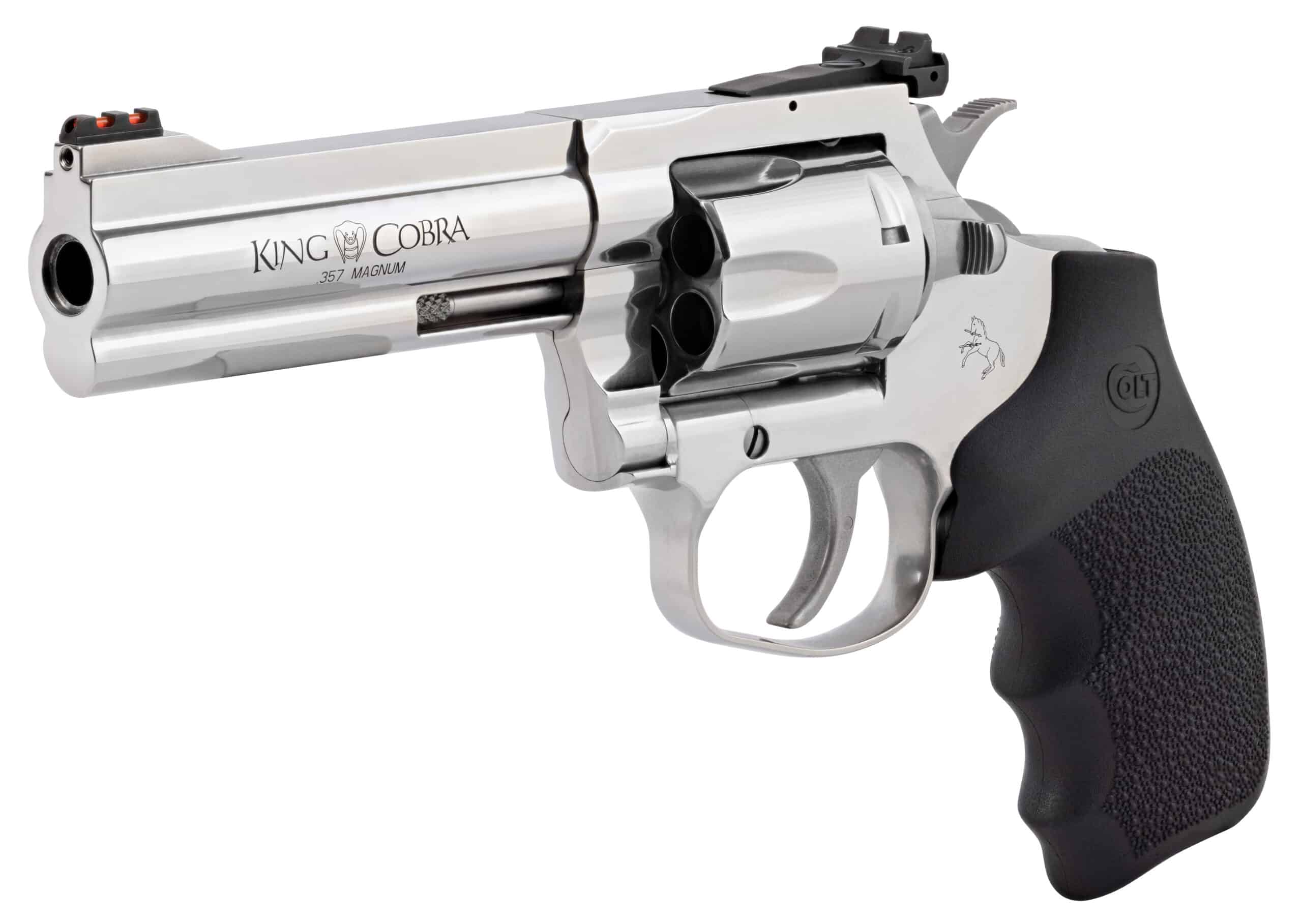 Colt King Cobra Target .357 Magnum stainless revolver with Hogue rubber grip and fiber‑optic front sight
