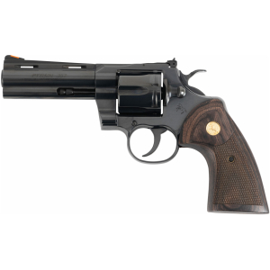 Colt Python 4.25 in blued revolver .357 Magnum with walnut target grips