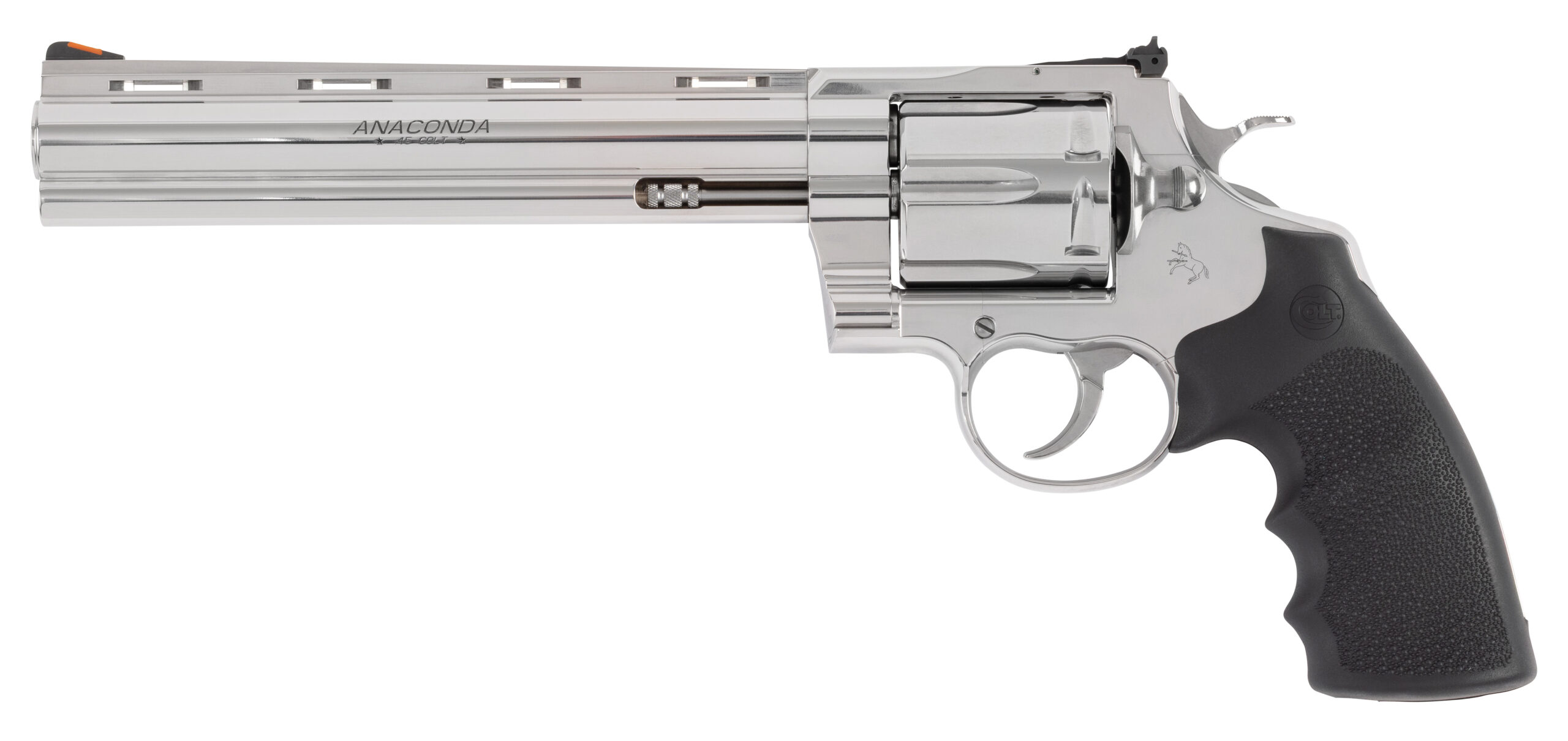 Colt Anaconda 45 Colt 8-inch stainless revolver with Hogue OverMolded grips