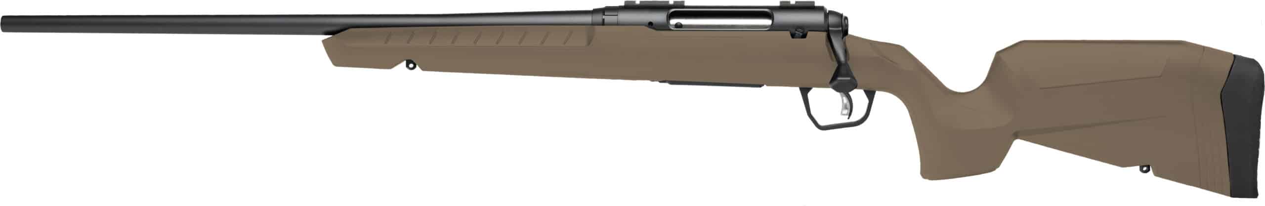 Savage SAV AXIS2 6.5CR FDE 22B LH bolt-action rifle profile in flat dark earth