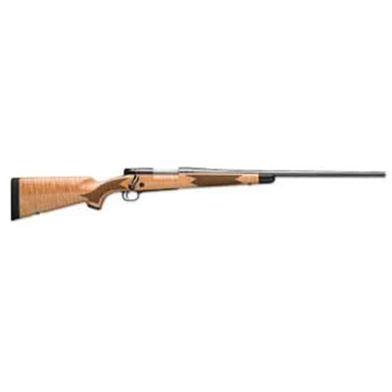 Winchester Model 70 Super Grade rifle with gloss AAAA maple stock and polished blued metal, 24-inch barrel