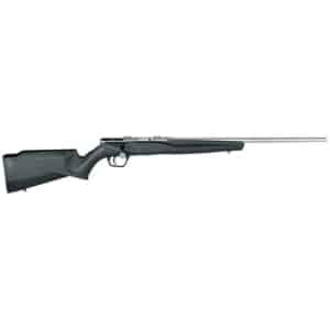 Savage B22FVSS bolt-action .22 LR rifle with 21-inch stainless heavy barrel and black synthetic stock