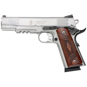 Smith & Wesson SW1911TA E-Series .45 ACP 5-inch stainless 1911 with wood laminate grips