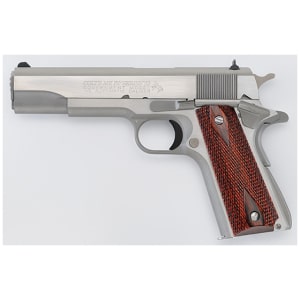 Colt 1911 Government Series 70 .45 ACP 5 inch brushed stainless pistol with wood grips