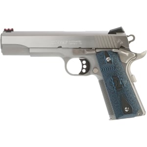 Colt 1911 Competition Series .38 Super 5 inch stainless frame blued slide blue G10 grips