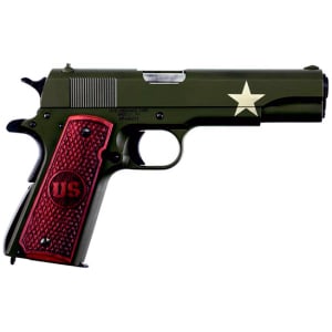 Auto-Ordnance AO 1911A1 Tanker .45 ACP pistol in OD green with checkered wood grips