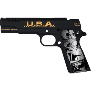 Auto-Ordnance AO 1911 Trump Fight .45 ACP custom engraved pistol, side view