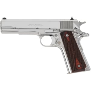 Colt 1911 Classic 38 Super 5-inch bright stainless pistol with diamond-checkered rosewood grips