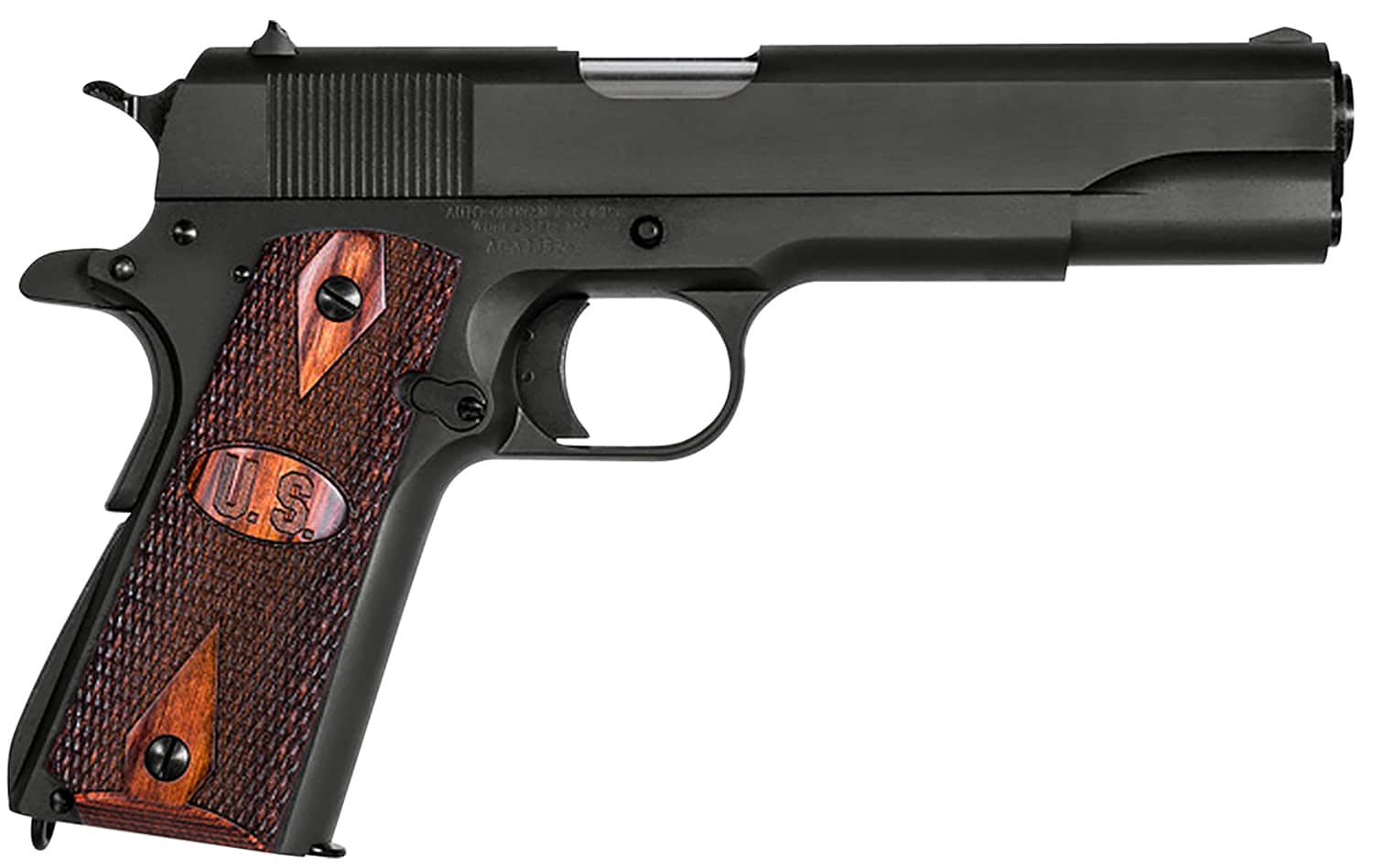 Auto-Ordnance 1911A1 .45 ACP 5-inch Matte Black with Checkered Wood U.S. Logo Grips