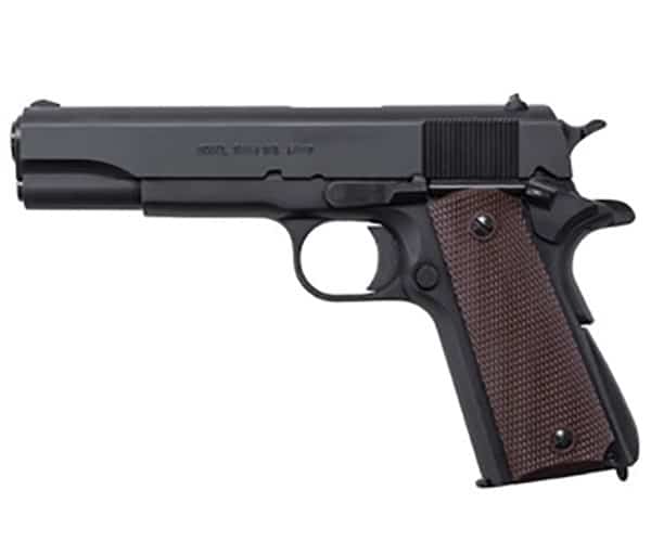 Auto-Ordnance 1911A1 GI Spec 5 inch .45 ACP pistol matte black brown checkered grips