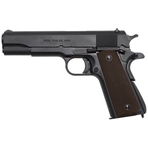 Auto-Ordnance 1911A1 GI Spec 9mm 5in pistol in matte black with brown checkered polymer grips