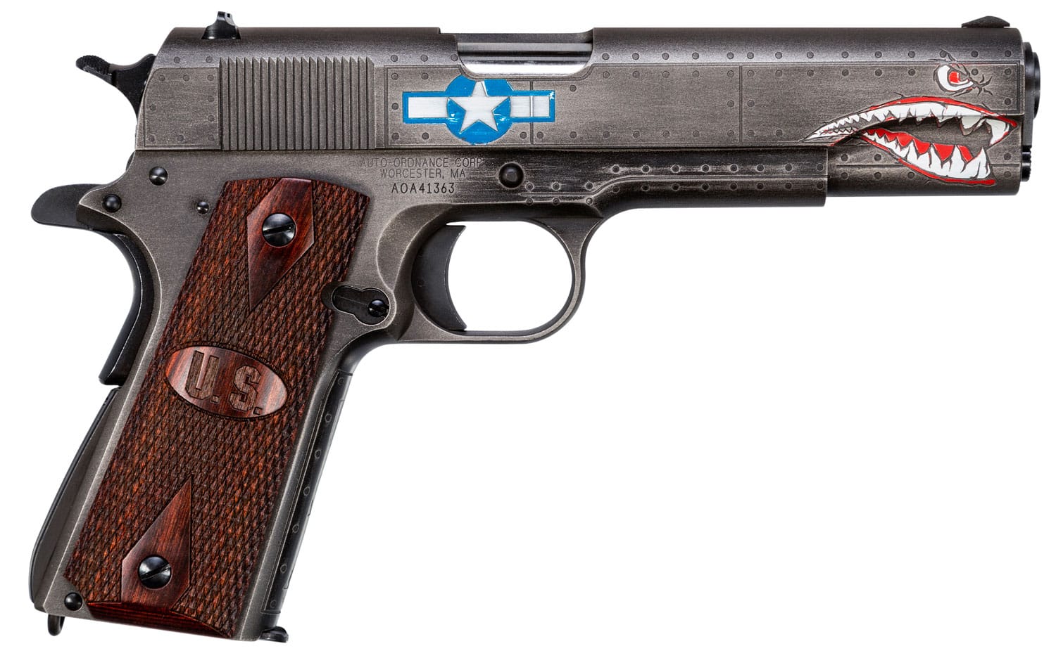 Auto-Ordnance Thompson 1911 Squadron Special Edition .45 ACP 5-inch Black/Gray Cerakote with checkered wood grips