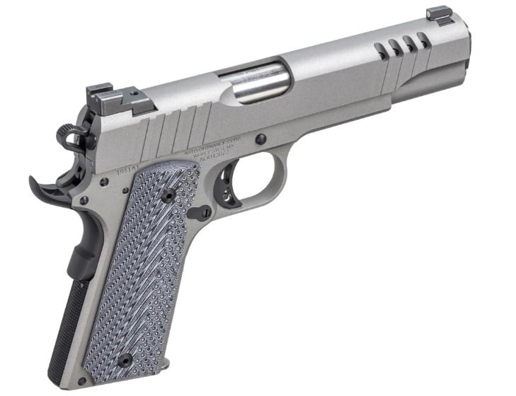 Auto-Ordnance 1911 A1 .45 ACP 5 inch Savage Stainless Cerakote with gray G10 grips