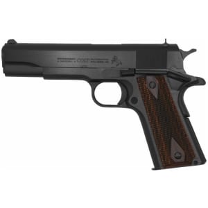 Colt 1911 Classic Government .45 ACP 5-inch blued pistol with rosewood grips