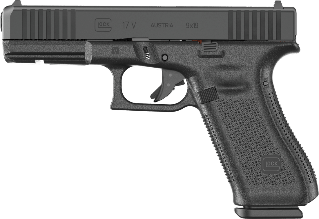 GLOCK 17 V 9mm pistol 4.49in barrel black fixed sights with three 10-round magazines