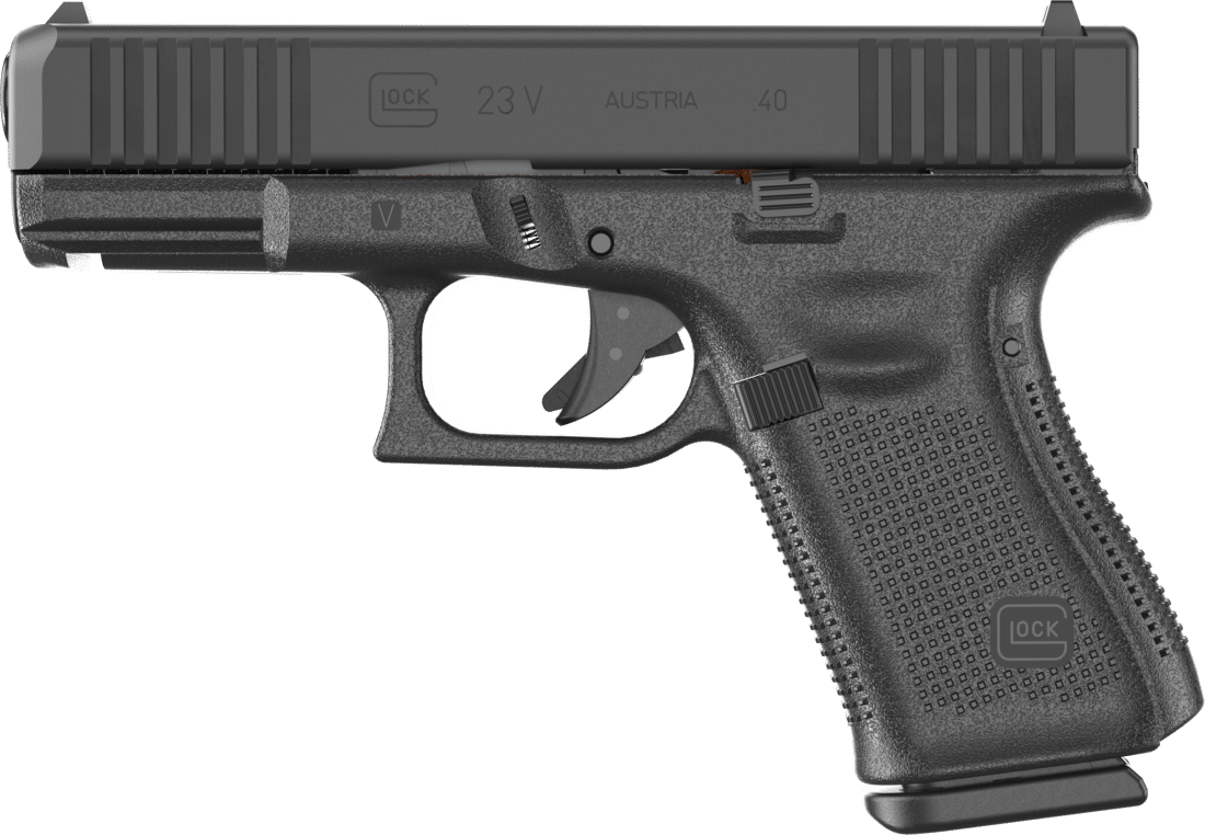 GLOCK 23 V .40 S&W 4.02 in black pistol with three 13-round magazines