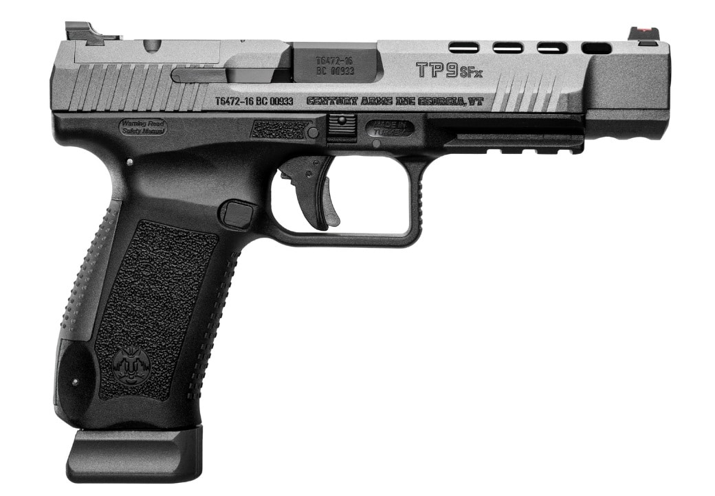 Canik TP9SFx 9mm Tungsten Gray 5.2in pistol with two 20-round magazines