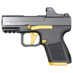 CANIK METE MC9 9mm pistol, 3.18 in barrel, MeCanik MO1 optic, black frame with gold accents