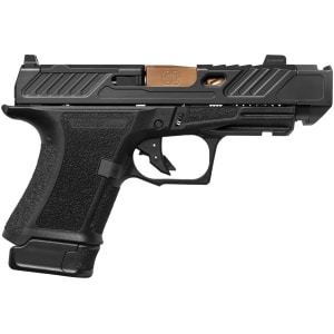 Shadow Systems CR920P Elite 9mm compensated pistol with black polymer frame and bronze spiral-fluted barrel