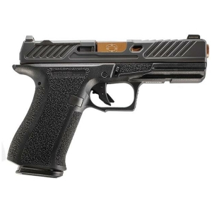Shadow Systems CR920XL Elite 9mm pistol, black frame with bronze spiral-fluted barrel and tritium front sight