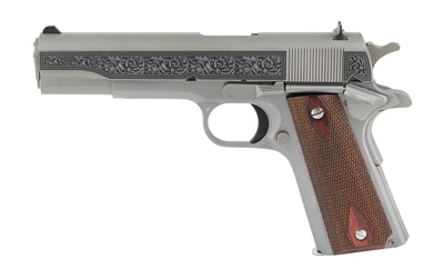 Colt 1911C Gov't stainless engraved filigree pistol, 5-inch National Match barrel, .45 ACP