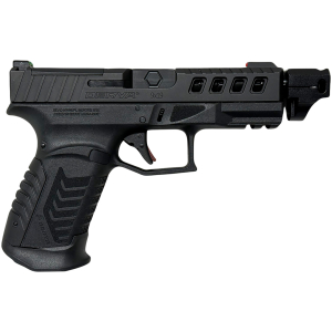 Derya DY9 Comp 9mm pistol right-side view, black Melonite finish
