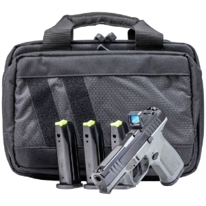 Rost Martin RM1C 9mm compact gray pistol with Viridian RFX11 reflex sight and four magazines