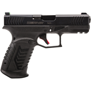 Derya DY9 9mm pistol right-side view, black Melonite finish, optic-ready slide