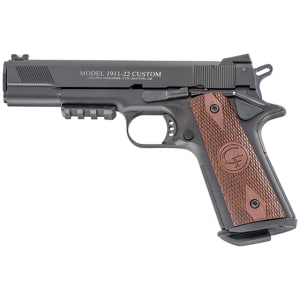 Chiappa 1911-22 Custom .22 LR pistol, 5 inch barrel, checkered walnut grips, black finish