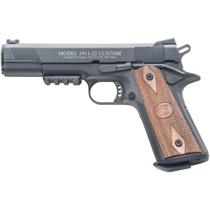 Chiappa 1911-22 Custom .22 LR 5-inch blued pistol with stippled walnut grips