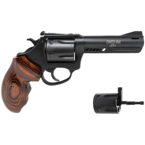 Charter Arms Double Dog revolver, 4.2-inch barrel, walnut Backpacker grips, black passivate finish