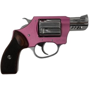 Charter Arms Coyote .380 ACP 2-inch pink revolver, 5-shot, high-polish barrel, rosewood checkered grip
