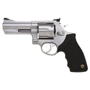 Taurus 44 stainless 4-inch ported revolver .44 Magnum with black rubber grip
