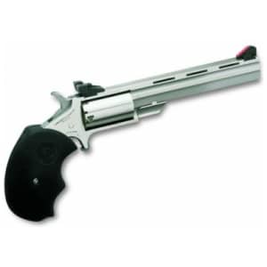 North American Arms Mini-Master stainless 4-inch vent rib mini-revolver with black finger-grooved rubber grip