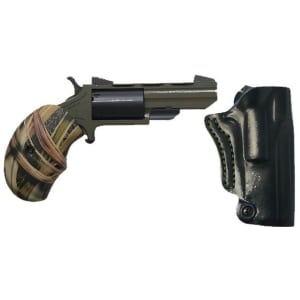 North American Arms Huntsman 2 inch 22 WMR OD Green Cerakote revolver with camo rosewood grips