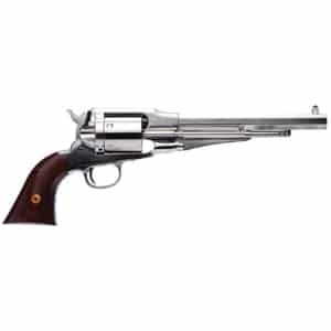 Cimarron 1858 New Model Army .45 Long Colt revolver, nickel finish, 8 inch barrel, wood (walnut) grips