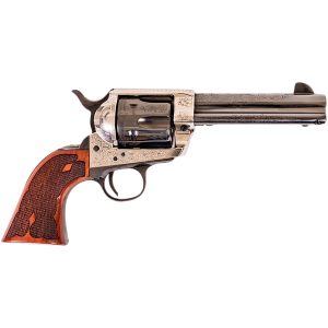 Cimarron Frontier PP400LSFW revolver 4.75-inch blued barrel, engraved silver frame, walnut grip