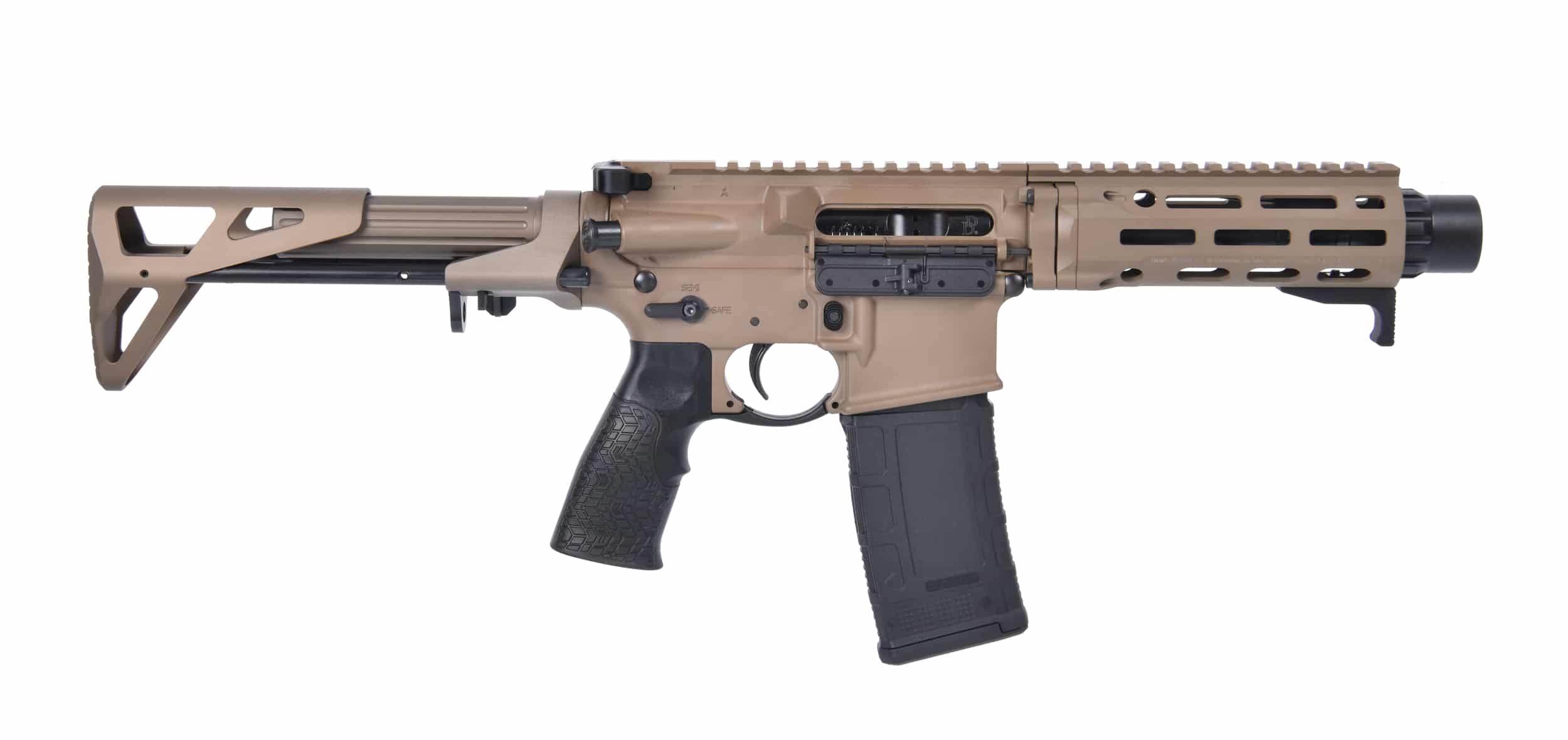Daniel Defense DDM4 PDW SBR .300 AAC Blackout 7 inch Flat Dark Earth front-side view