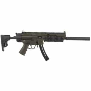 ATI GSG-16 Carbine .22 LR OD Green semi-automatic rifle with faux suppressor and collapsible stock