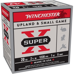 Winchester Super-X High-Brass 20ga 2.75in 1oz #5 shotshell box 25-count
