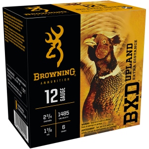 Browning BXD Upland 12GA 2.75" 1 3/8 oz #6 nickel-plated lead shotshells, 25 per box