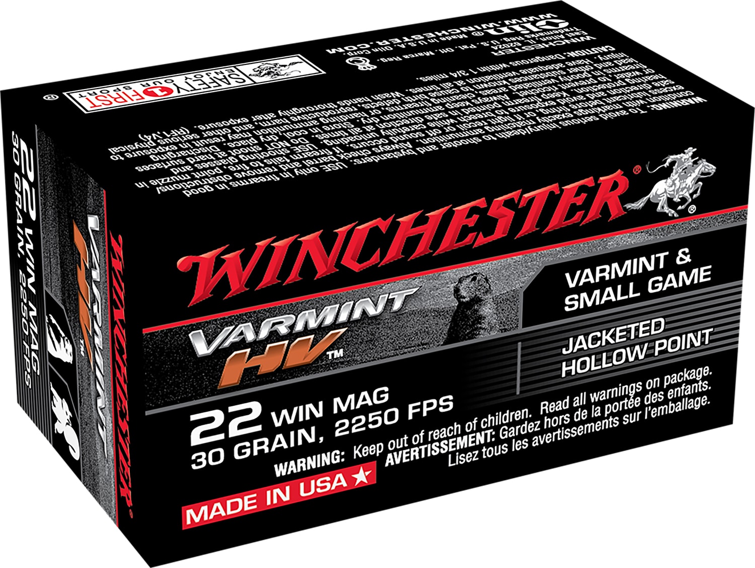 Winchester .22 WMR 30gr JHP Brass – 50rd