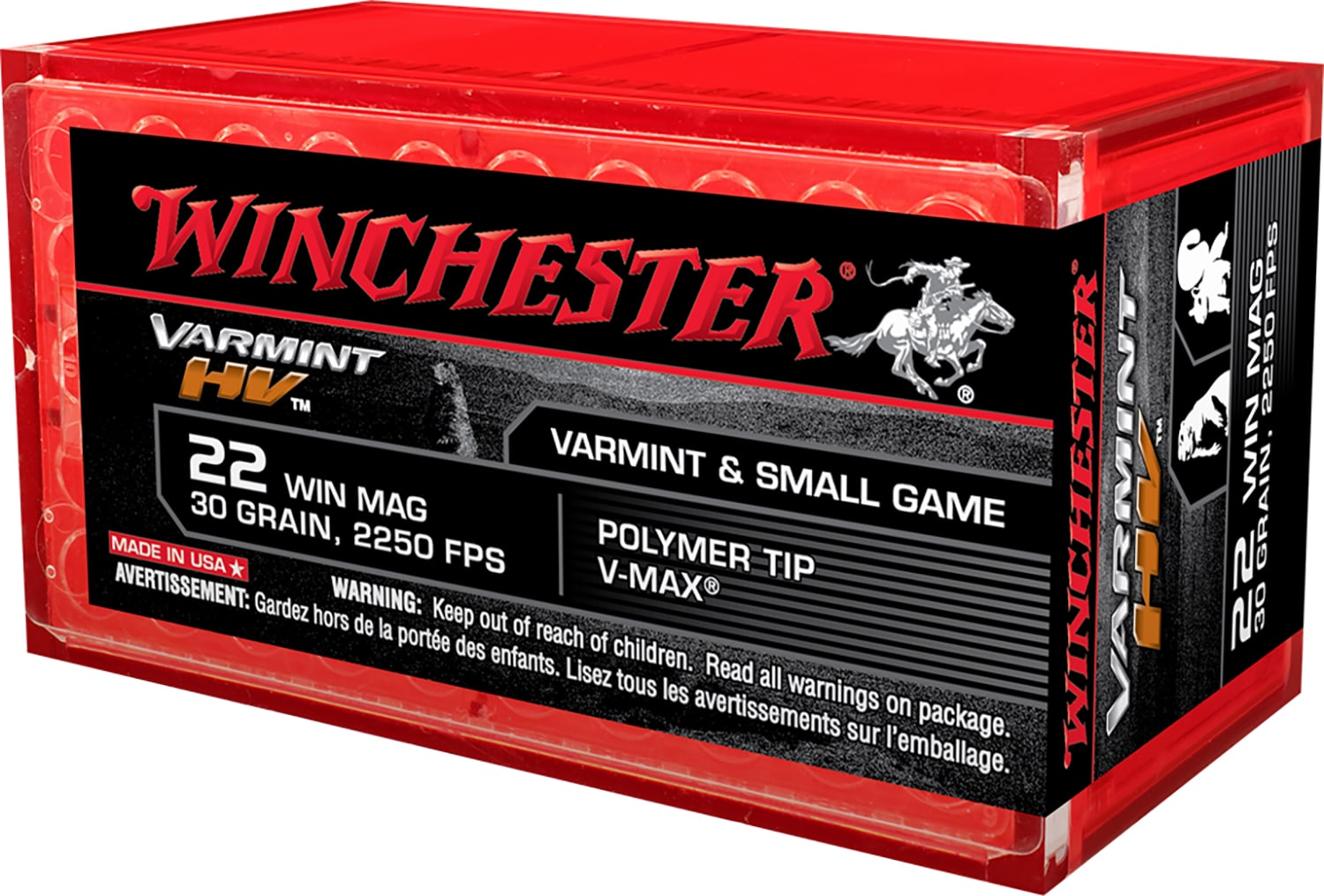Winchester .22 WMR 30gr V-MAX Brass – 50rd