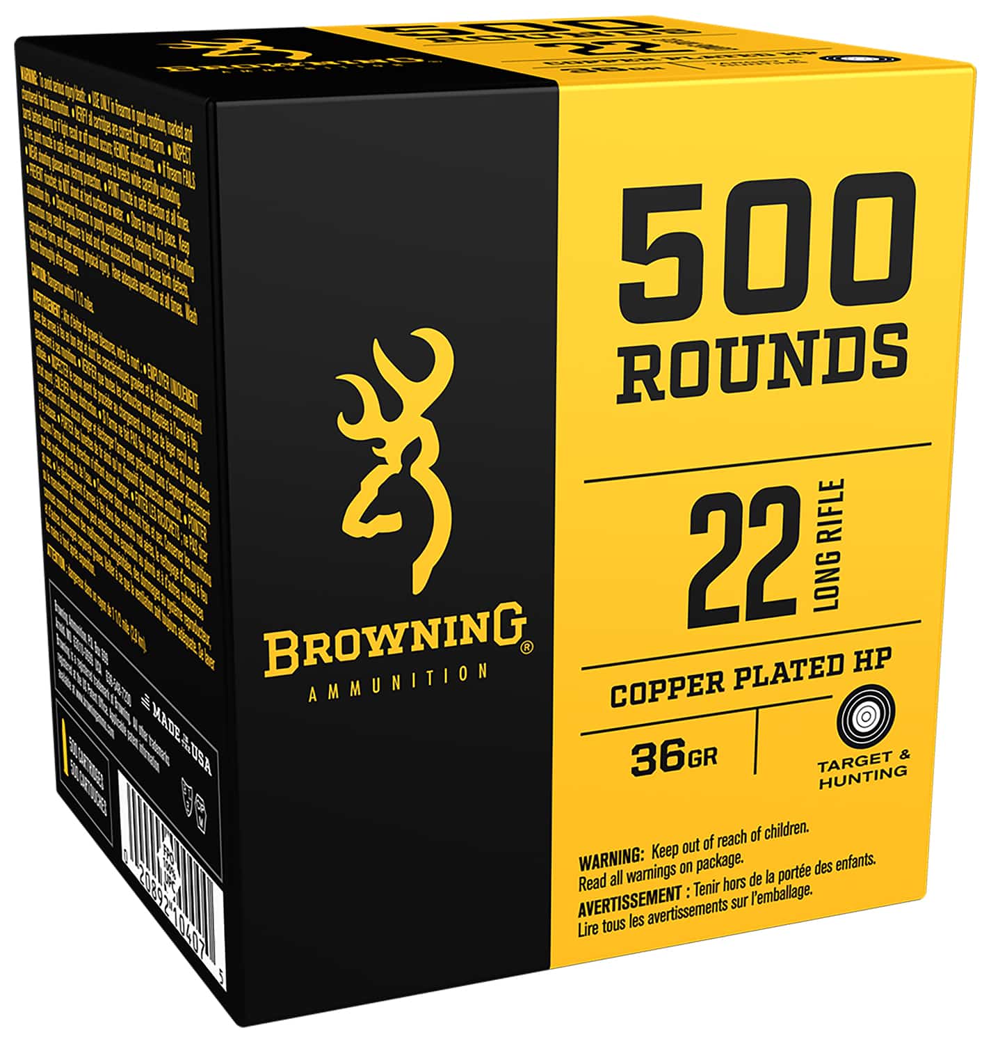 Browning BPR .22 LR 36 gr Plated Hollow Point ammunition 500 round box