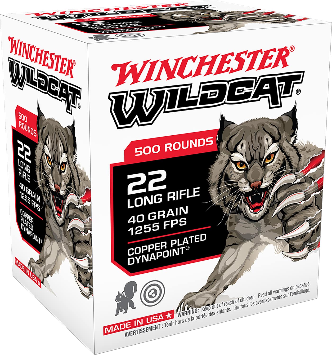 Winchester Wildcat .22 LR 40 gr ammunition box 500 rounds
