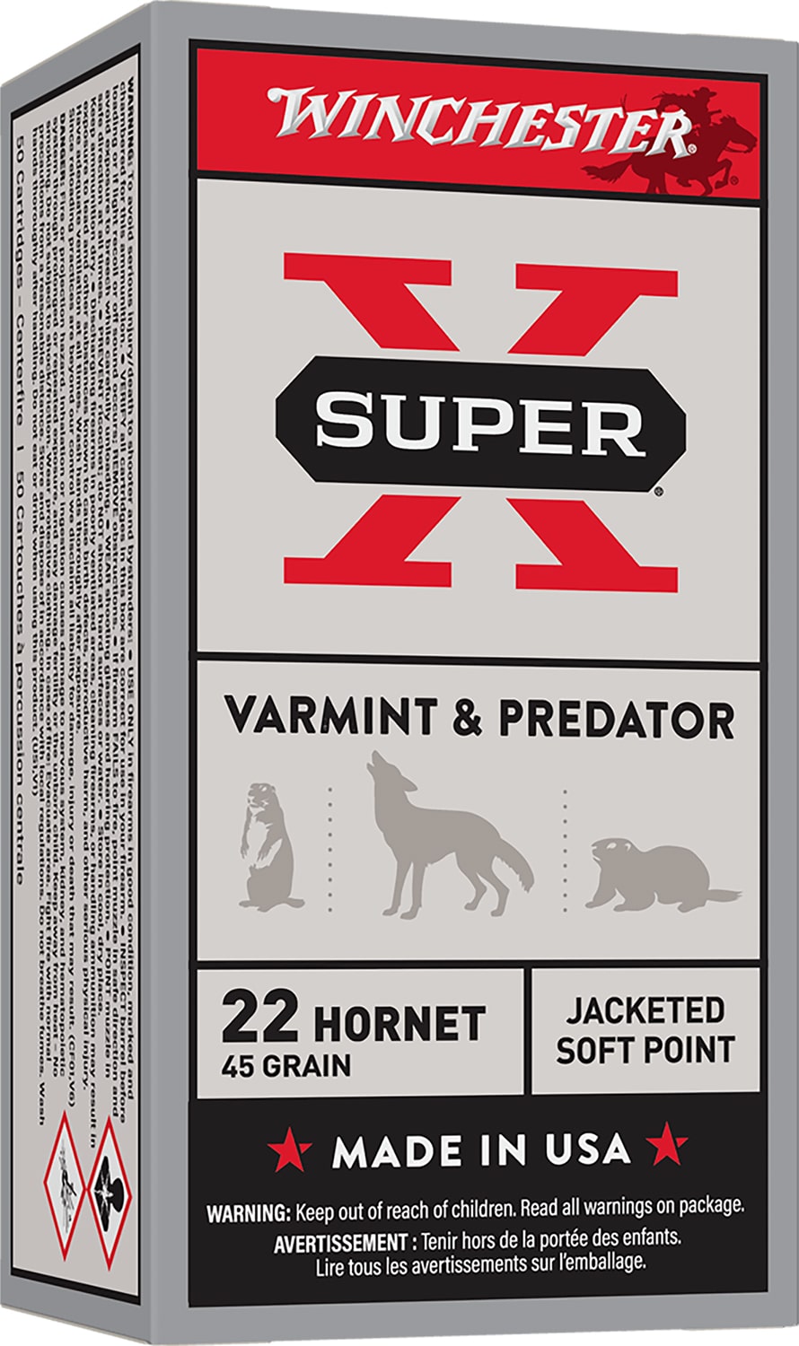 Winchester .22 Hornet 45gr JSP Brass – 50rd