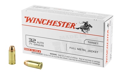 Winchester USA .32 ACP 71 gr FMJ 50rd box brass-cased target ammunition