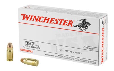 Winchester USA 357 Sig 125 gr FMJ 50 rd box brass-cased ammunition